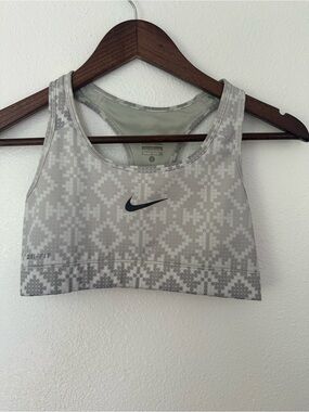 Nike Gray Geometric Dri-FIT Racerback Sports Bra